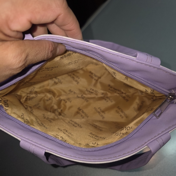 Kuromi Sanrio Mini Tote Bag Purple Gingham Zip Top Cute Kawaii - Picture 8 of 11